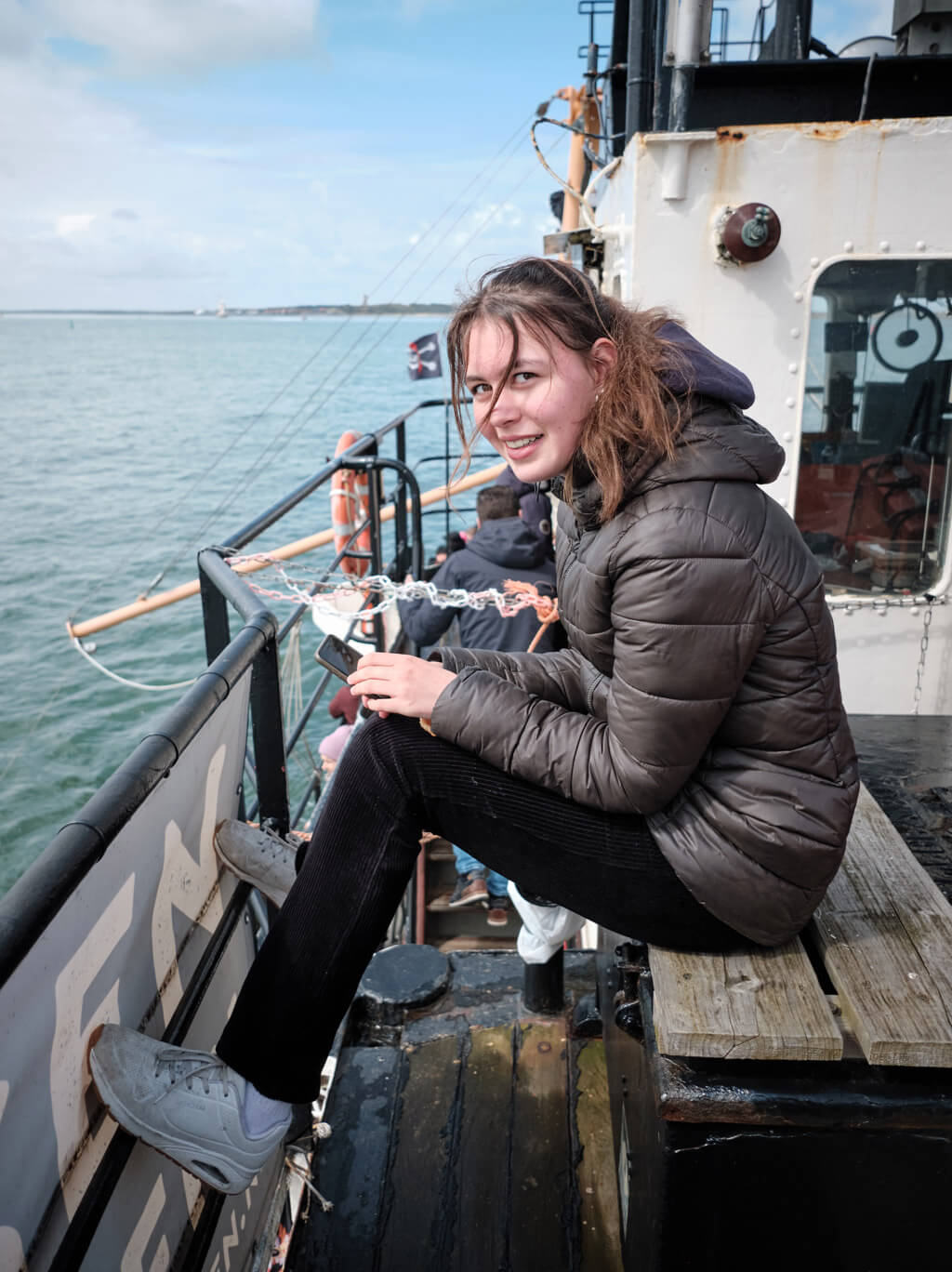 Tess aan boord bij Terschelling